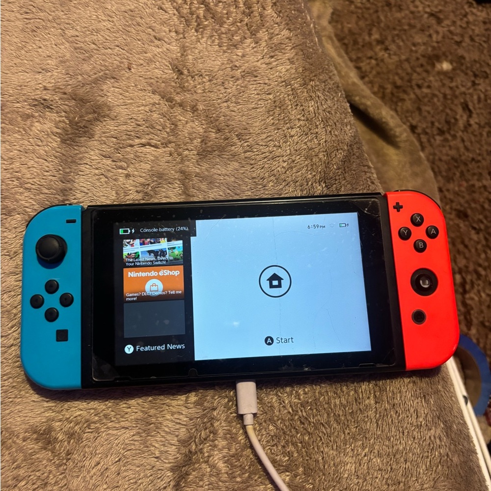 Nintendo Handheld Console Neon Blue and Red